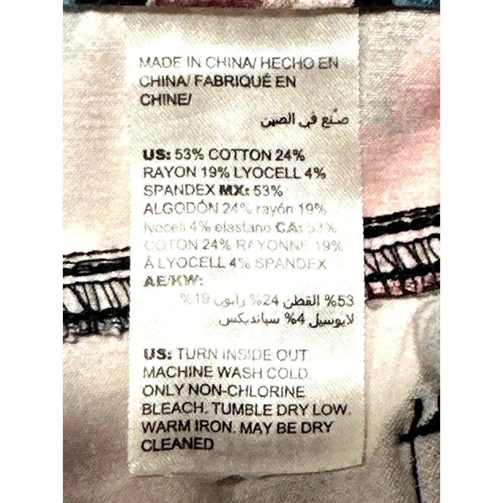 Chicos Floral Skinny Jeggings Pants Ankle Black Red Vibrant Roses Stretch Size 4 - Picture 8 of 13